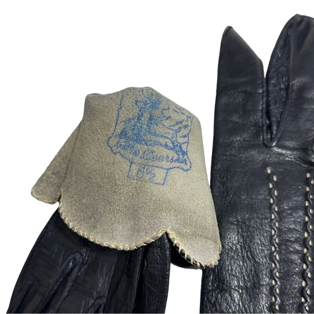 Womens Vintage Deerskin Gloves Scalloped Edge Size 6.5 Unlined